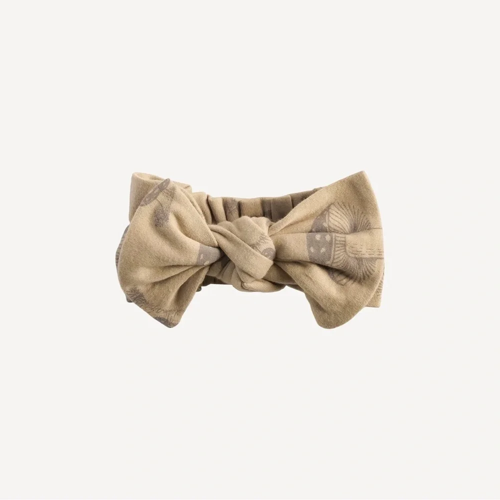 Kate Quinn large bow elastic headband, mocha toadstool, organic cotton, NWT